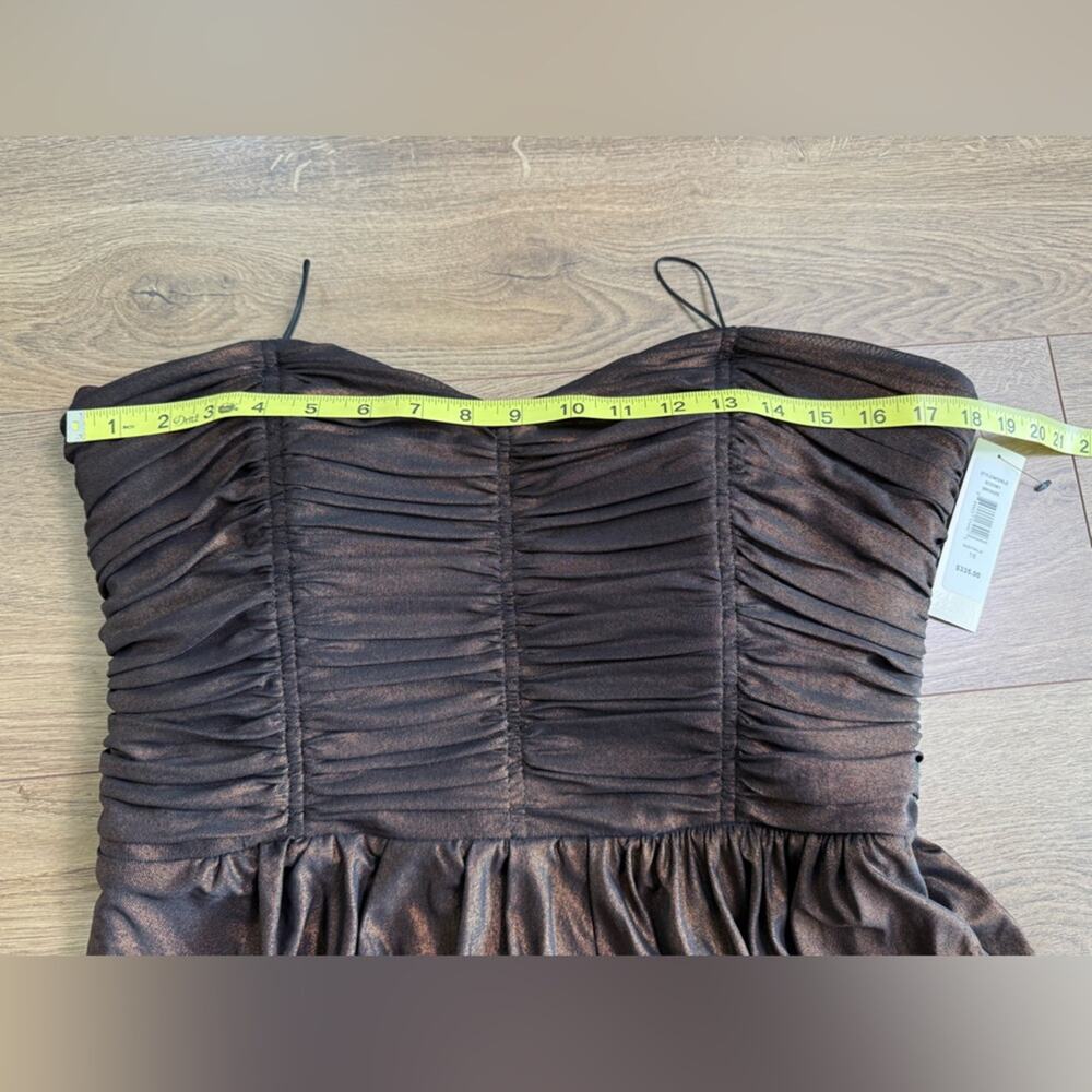 NWT Badgley Mischka Collection Bronze Ruched Strapless Cocktail Dress Size 16 - Picture 6 of 10